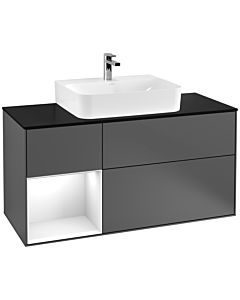 Villeroy und Boch Finion Villeroy und Boch Finion F162GFGK 120cm, cover plate black matt, shelf left glossy white lacquer, anthracite matt