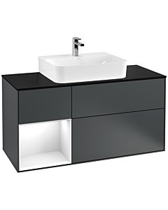 Villeroy und Boch Finion Villeroy und Boch Finion F162GFHG 120cm, cover plate black matt, shelf left Glossy white lacquer, Midnight Blue Matt Lacquer