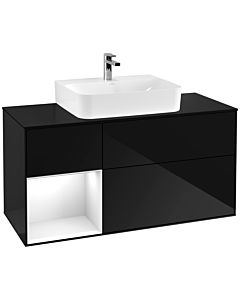 Villeroy und Boch Finion Villeroy und Boch Finion F162GFPH 120cm, cover plate black matt, shelf left Glossy white lacquer, Glossy Black Lacquer
