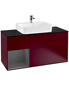 Villeroy und Boch Finion Villeroy und Boch F162GKHB 120cm, plaque de finition noir mat, étagère gauche anthracite mat, Peony Matt