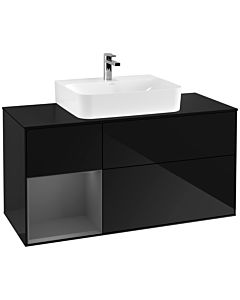 Villeroy und Boch Finion Villeroy und Boch Finion F162GKPH 120cm, cover plate black matt, shelf left anthracite matt, Glossy Black Lacquer