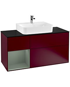 Villeroy und Boch Finion Villeroy und Boch F162GMHB 120cm, plaque de finition noir mat, étagère gauche Olive Matt Lacquer , Peony Matt