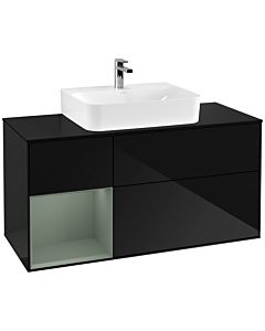 Villeroy und Boch Finion Villeroy und Boch Finion F162GMPH 120cm, cover plate black matt, shelf on the left Olive Matt Lacquer , Glossy Black Lacquer
