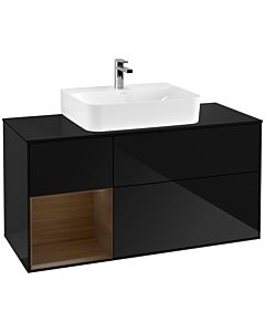 Villeroy und Boch Finion Villeroy und Boch Finion F162GNPH 120cm, cover plate black matt, shelf left Glossy Black Lacquer veneer, Glossy Black Lacquer
