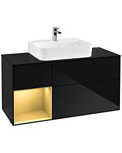 Villeroy und Boch Finion Villeroy und Boch Finion F162HFPH 120cm, cover plate black matt, shelf left gold matt, Glossy Black Lacquer