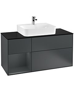 Villeroy und Boch Finion Waschtischunterschrank F162HGHG 120cm, Abdeckplatte black matt, Regal links Midnight Blue Matt Lacquer, Midnight Blue Matt Lacquer