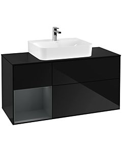 Villeroy und Boch Finion Villeroy und Boch Finion F162HGPH 120cm, cover plate black matt, shelf left Midnight Blue Matt Lacquer , Glossy Black Lacquer