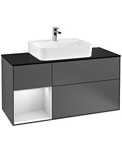 Villeroy und Boch Finion Villeroy und Boch Finion F162MTGK 120cm, cover plate black matt, shelf left white matt lacquer, anthracite matt