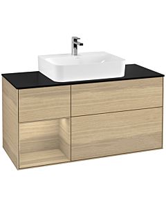 Villeroy und Boch Finion Villeroy und Boch Finion F162PCPC 120cm, cover plate black matt, shelf on the left Oak Veneer , Oak Veneer