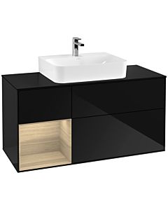 Villeroy und Boch Finion Villeroy und Boch Finion F162PCPH 120cm, cover plate black matt, shelf left Oak Veneer , Glossy Black Lacquer