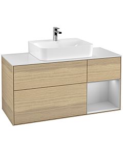Villeroy und Boch Finion Villeroy und Boch F171GJPC 120cm, plaque de recouvrement blanc mat, étagère à droite gris clair mat, Oak Veneer