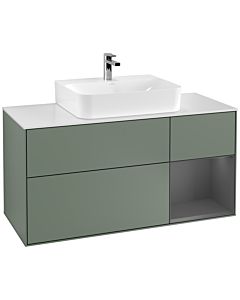 Villeroy und Boch Finion Villeroy und Boch Finion F171GKGM 120cm, cover plate white matt, shelf on the right anthracite matt, Olive Matt Lacquer