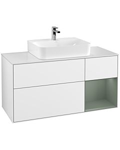 Villeroy und Boch Finion Villeroy und Boch Finion F171GMGF 120cm, cover plate white matt, shelf on the right Olive Matt Lacquer , glossy white lacquer