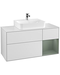 Villeroy und Boch Finion Villeroy und Boch F171GMMT 120cm, couvercle blanc mat, étagère à droite Olive Matt Lacquer , laqué blanc mat