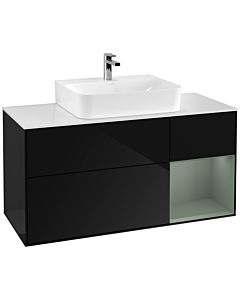Villeroy und Boch Finion Villeroy und Boch Finion F171GMPH 120cm, cover plate white matt, shelf on the right Olive Matt Lacquer , Glossy Black Lacquer
