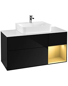 Villeroy und Boch Finion Villeroy und Boch Finion F171HFPH 120cm, cover plate white matt, shelf on the right gold matt, Glossy Black Lacquer