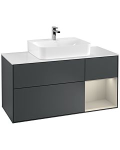 Villeroy und Boch Finion Villeroy und Boch F171HHHG 120cm, couvercle blanc mat, étagère à droite Sand matt, Midnight Blue Matt Lacquer