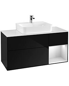 Villeroy und Boch Finion Villeroy und Boch Finion F171MTPH 120cm, cover plate white matt, shelf on the right white matt lacquer, Glossy Black Lacquer
