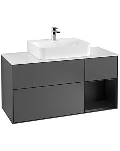 Villeroy und Boch Finion Villeroy und Boch Finion F171PDGK 120cm, cover plate white matt, shelf on the right black matt lacquer, anthracite matt