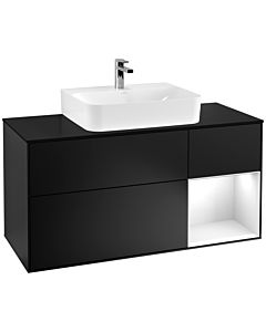 Villeroy und Boch Finion Villeroy und Boch Finion F172GFPD 120cm, cover plate black matt, shelf on the right Glossy white lacquer, black matt lacquer