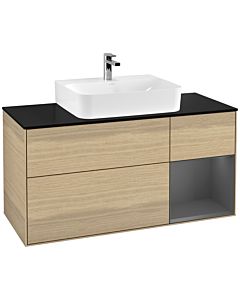 Villeroy und Boch Finion Villeroy und Boch Finion F172GKPC 120cm, cover plate black matt, shelf on the right anthracite matt, Oak Veneer