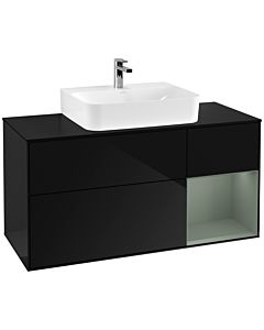 Villeroy und Boch Finion Villeroy und Boch F172GMPH 120cm, plaque de finition noir mat, étagère à droite Olive Matt Lacquer , Glossy Black Lacquer