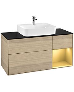 Villeroy und Boch Finion Villeroy und Boch Finion F172HFPC 120cm, cover plate black matt, shelf on the right gold matt, Oak Veneer