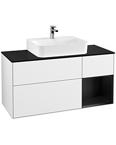 Villeroy und Boch Finion Villeroy und Boch Finion F172PDGF 120cm, cover plate black matt, shelf on the right black matt lacquer, glossy white lacquer