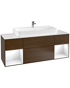 Villeroy und Boch Finion Villeroy und Boch Finion F211GFGN 160cm, cover plate white matt, shelves Glossy white lacquer, walnut veneer