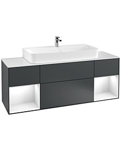 Villeroy und Boch Finion Waschtischunterschrank F211GFHG 160cm, Abdeckplatte white matt, Regale Glossy white lacquer, Midnight Blue Matt Lacquer