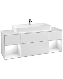 Villeroy und Boch Finion Waschtischunterschrank F211GFMT 160cm, Abdeckplatte white matt, Regale Glossy white lacquer, White matt lacquer