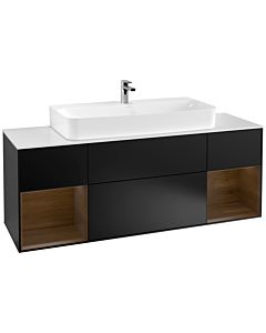 Villeroy und Boch Finion Villeroy und Boch Finion F211GNPD 160cm, cover plate white matt, shelves walnut veneer, black matt lacquer