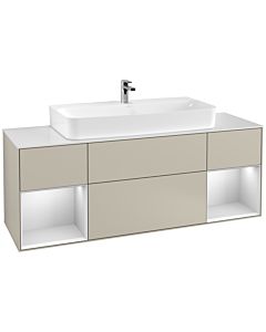 Villeroy und Boch Finion Villeroy und Boch F211MTHH 160cm, plaque de finition blanc mat, étagères laqué blanc mat, Sand Matt Lacquer