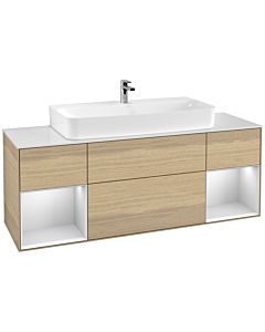 Villeroy und Boch Finion Villeroy und Boch F211MTPC 160cm, plaque de finition blanc mat, étagères laqué blanc mat, Oak Veneer