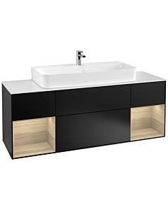 Villeroy und Boch Finion Villeroy und Boch F211PCPD 160cm, plaque de finition blanc mat, étagères Oak Veneer , laqué noir mat