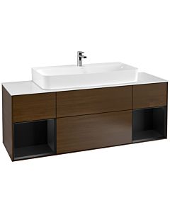 Villeroy und Boch Finion Villeroy und Boch Finion F211PDGN 160cm, cover plate white matt, shelves black matt lacquer, walnut veneer
