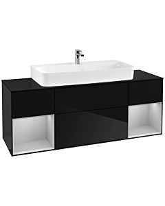 Villeroy und Boch Finion Villeroy und Boch Finion F212GJPH 160cm, cover plate black matt, shelves light gray matt lacquer, Glossy Black Lacquer
