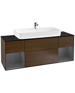 Villeroy und Boch Finion Villeroy und Boch Finion F212GKGN 160cm, cover plate black matt, shelves anthracite matt lacquer, walnut veneer