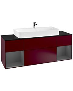 Villeroy und Boch Finion Villeroy und Boch F212GKHB 160cm, plaque de finition noir mat, étagères Laque anthracite mat, Peony Matt