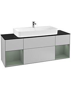 Villeroy und Boch Finion Villeroy und Boch Finion F212GMGJ 160cm, cover plate black matt, shelves olive matt lacquer, light gray matt