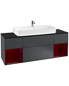 Villeroy und Boch Finion Villeroy und Boch F212HBHG 160cm, plaque de finition noir mat, étagères Peony laqué mat, Midnight Blue Matt Lacquer