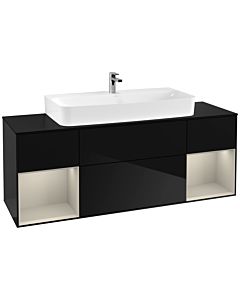 Villeroy und Boch Finion Villeroy und Boch Finion F212HHPH 160cm, cover plate black matt, shelves sand matt lacquer, Glossy Black Lacquer