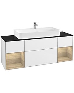Villeroy und Boch Finion Villeroy und Boch Finion F212PCGF 160cm, cover plate black matt, shelves Oak Veneer , glossy white lacquer