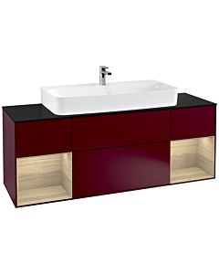 Villeroy und Boch Finion Villeroy und Boch F212PCHB 160cm, plaque de finition noir mat, étagères Oak Veneer , Peony Matt