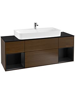 Villeroy und Boch Finion Villeroy und Boch Finion F212PDGN 160cm, cover plate black matt, shelves black matt lacquer, walnut veneer