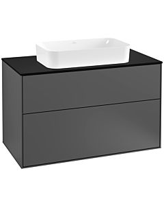 Villeroy und Boch Finion Waschtischunterschrank F23200GK 100x60,3cm, Abdeckplatte black matt, Anthracite matt