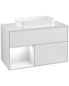 Villeroy und Boch Finion Villeroy und Boch Finion F241GFMT 100x60.3cm, cover plate white matt, shelf on the left Glossy white lacquer, white matt lacquer