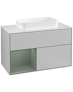 Villeroy und Boch Finion Villeroy und Boch Finion F241GMGJ 100x60.3cm, cover plate white matt, shelf left Olive Matt Lacquer , light gray matt