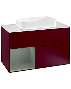 Villeroy und Boch Finion Villeroy und Boch Finion F241GMHB 100x60.3cm, cover plate white matt, shelf on the left Olive Matt Lacquer , Peony Matt