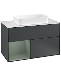 Villeroy und Boch Finion Villeroy und Boch Finion F241GMHG 100x60.3cm, cover plate white matt, shelf left Olive Matt Lacquer , midnight Blue Matt Lacquer
